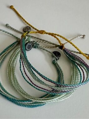 Pura Vida Handcrafted Multicolor Cord Bracelet Set - Mint, Teal, Purple & Yellow